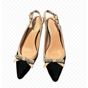 Kate Spade ,Elegant Black patent /blush rhinestone.Slingback Shoes